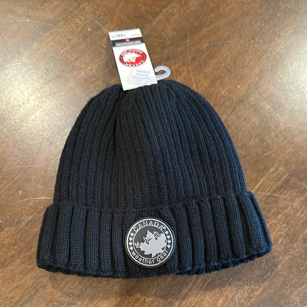 Black Knit Beanie with Folded Brim and Patch